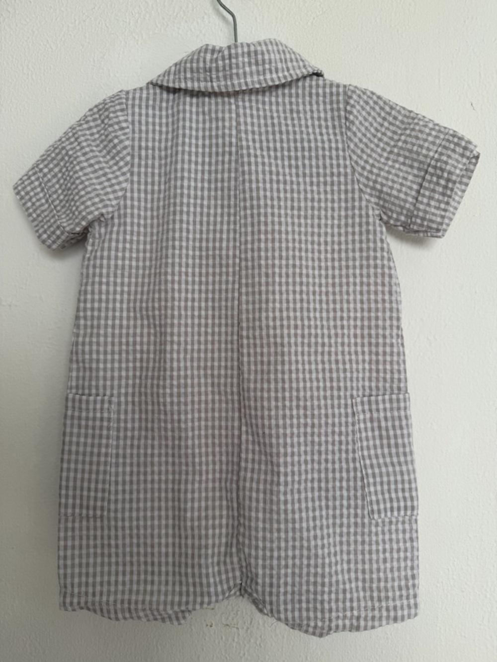 Gray Gingham Kids Matching Set Romper with Hat - Picture 5 of 5